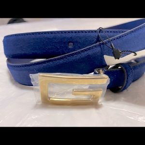 Gucci Belt G Cube Blue Suede icaro
